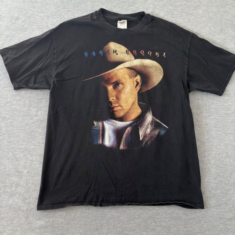 Vintage Garth Brooks Fresh Horses 1996 World Tour T-Shirt Hanes Beefy-T XL Black